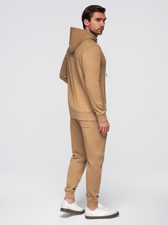 Ombre Clothing Muški pamučni set trenirke mikina + jogger hlače - smeđa V2 Z121 Ombre Clothing