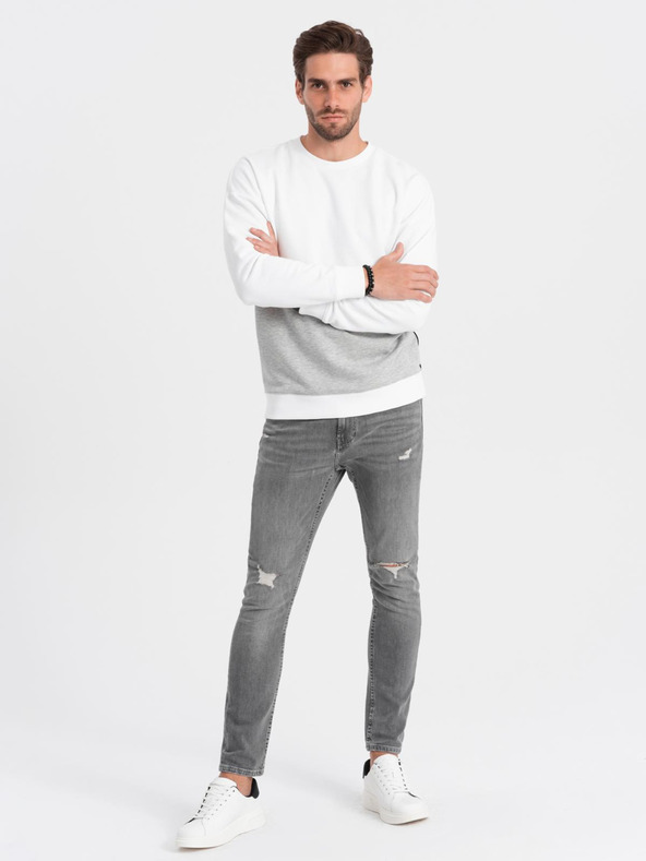 Ombre Clothing Muška mikina OVERSIZE u kontrastnoj boji - bijela i siva V1 B1673 Ombre Clothing