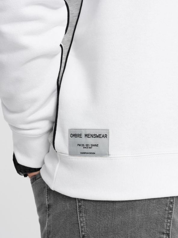 Ombre Clothing Muška mikina OVERSIZE u kontrastnoj boji - bijela i siva V1 B1673 Ombre Clothing
