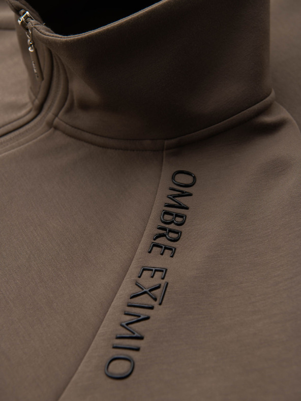 Ombre Clothing Muška mikina s kontrastnim printom i visokim limits - sivo-smeđa V3 OM-SSZP-0211 Ombre Clothing