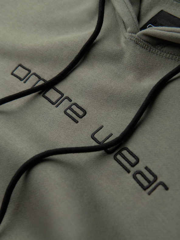 Ombre Clothing Muška mikina s džepom na prsima s vezom i kapuljačom - khaki V3 OM-SSNZ-0241 Ombre Clothing