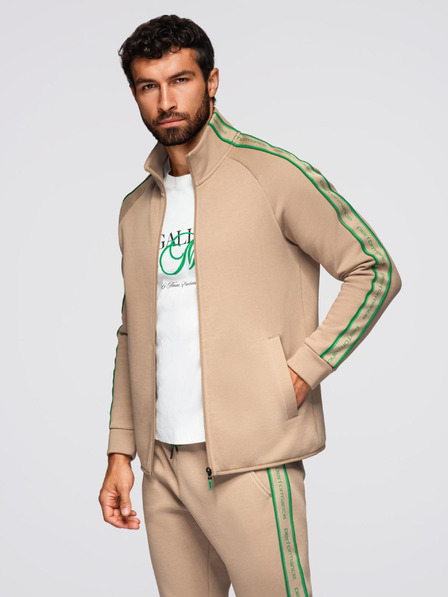 Ombre Clothing Muški set trenirke rastezljiva mikina + jogger hlače - svijetlo smeđa V1 Z113 Ombre Clothing