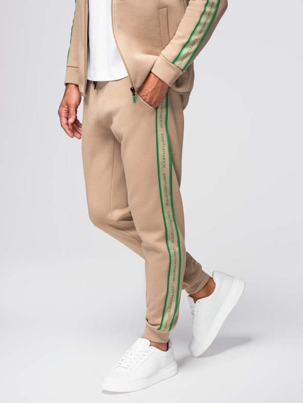 Ombre Clothing Muški set trenirke rastezljiva mikina + jogger hlače - svijetlo smeđa V1 Z113 Ombre Clothing