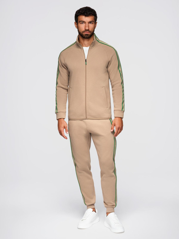 Ombre Clothing Muški set trenirke rastezljiva mikina + jogger hlače - svijetlo smeđa V1 Z113 Ombre Clothing