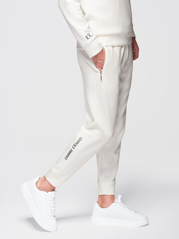 Ombre Clothing Muški set trenirke mikina s límcem + jogger hlače - ekru V2 Z117 Ombre Clothing