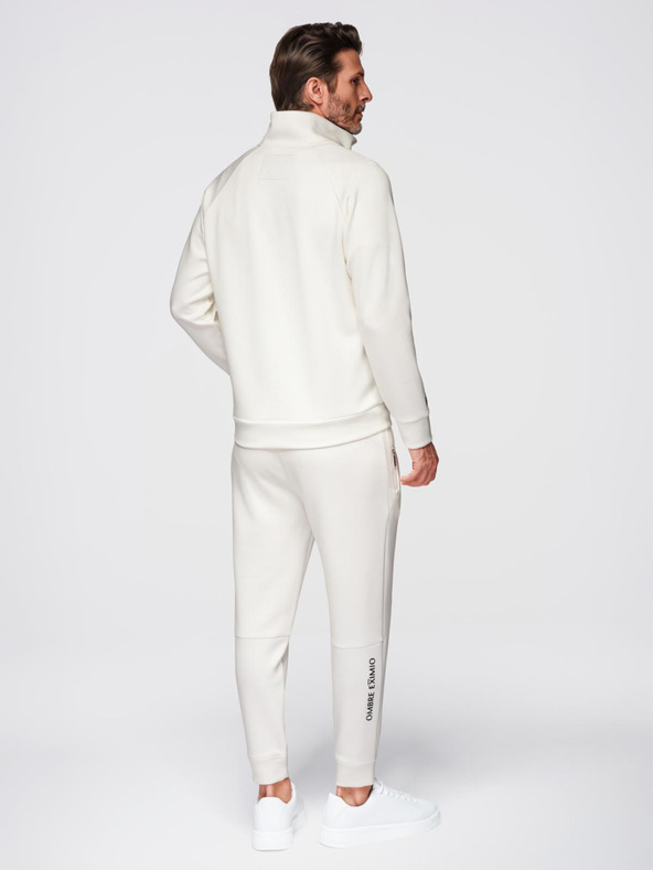 Ombre Clothing Muški set trenirke mikina s límcem + jogger hlače - ekru V2 Z117 Ombre Clothing
