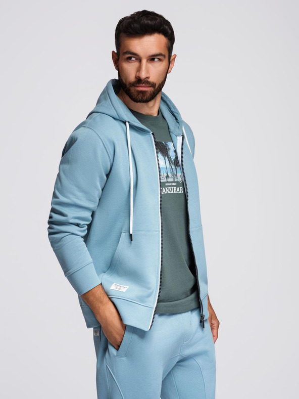 Ombre Clothing Muški set trenirke mikina s kapuljačom + jogger hlače - svijetlo plava V7 Z119 Ombre Clothing