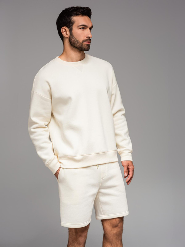 Ombre Clothing UNISEX set trenirke mikina + šorts - kremasta V2 Z108 Ombre Clothing