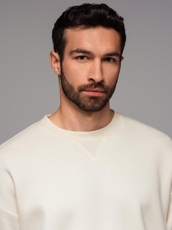 Ombre Clothing UNISEX set trenirke mikina + šorts - kremasta V2 Z108 Ombre Clothing