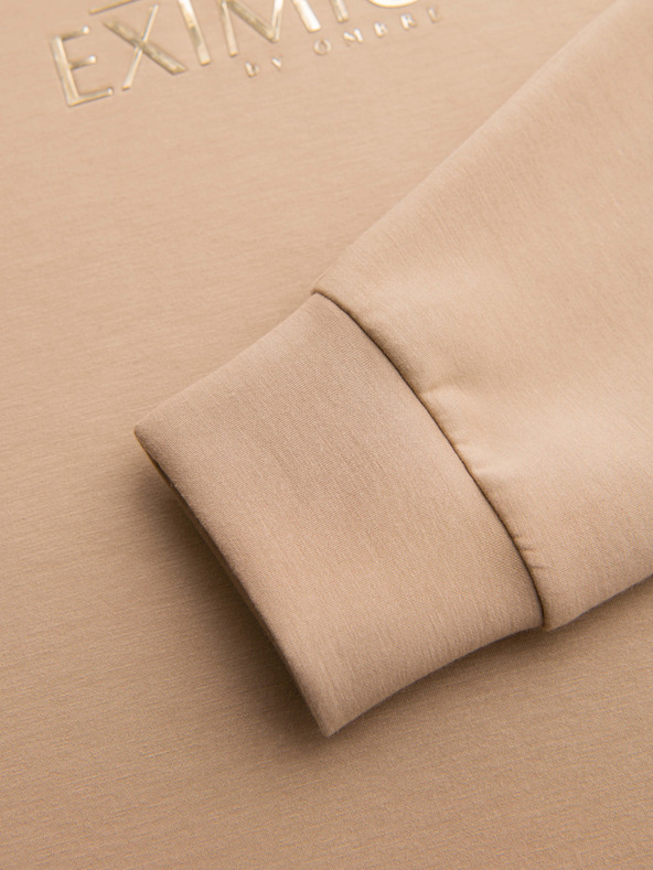 Ombre Clothing Muška mikina sa sjajnim printom na prsima - bež V3 OM-SNBC-0199 Ombre Clothing