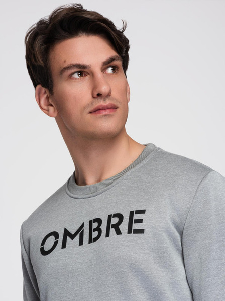 Ombre Clothing Klasična muška mikina s napisima - siva melanž V1 B1711 Ombre Clothing
