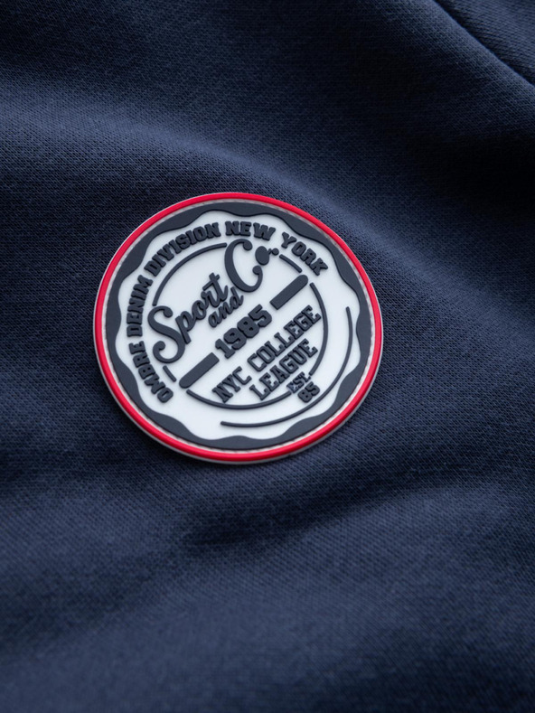 Ombre Clothing Muška mikina s okruglim izrezom i naljepkom - tamno plava V2 B1713 Ombre Clothing