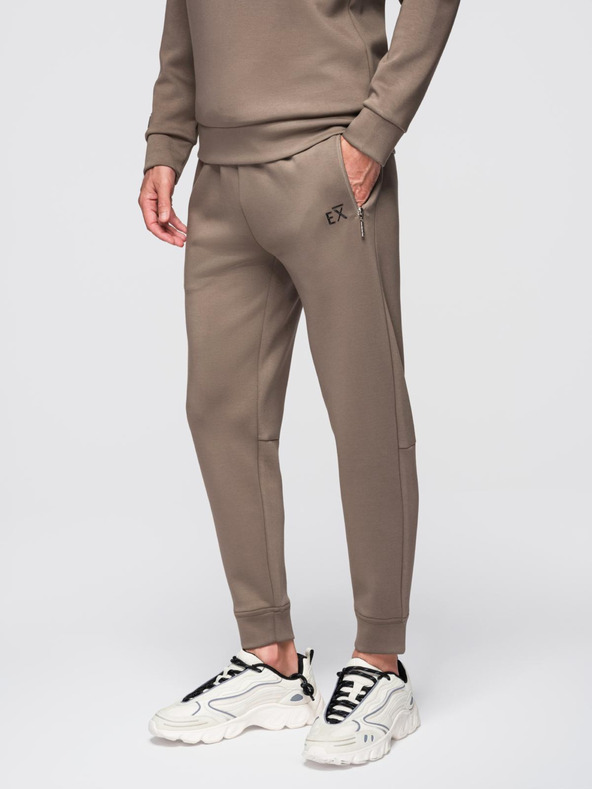 Ombre Clothing Muška trenirka mikina s ovratnikom + jogger hlače - sivo-smeđa V3 Z117 Ombre Clothing