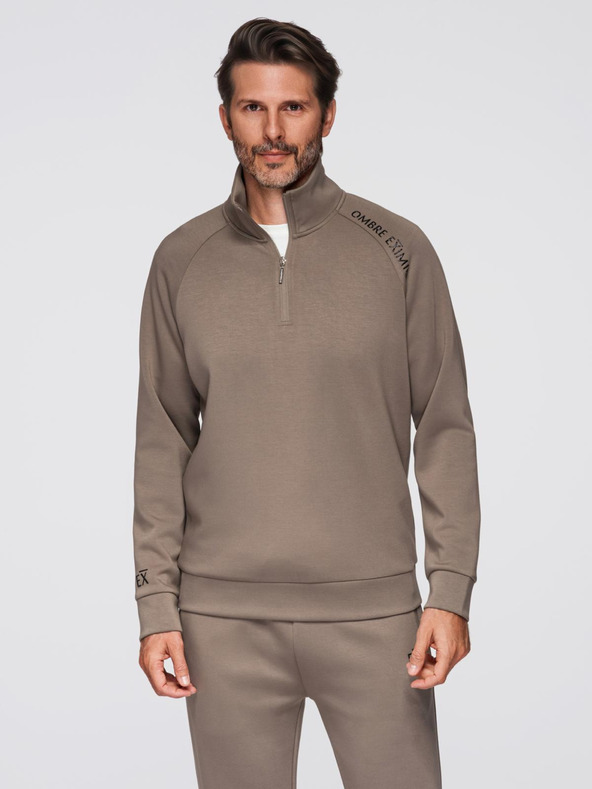 Ombre Clothing Muška trenirka mikina s ovratnikom + jogger hlače - sivo-smeđa V3 Z117 Ombre Clothing