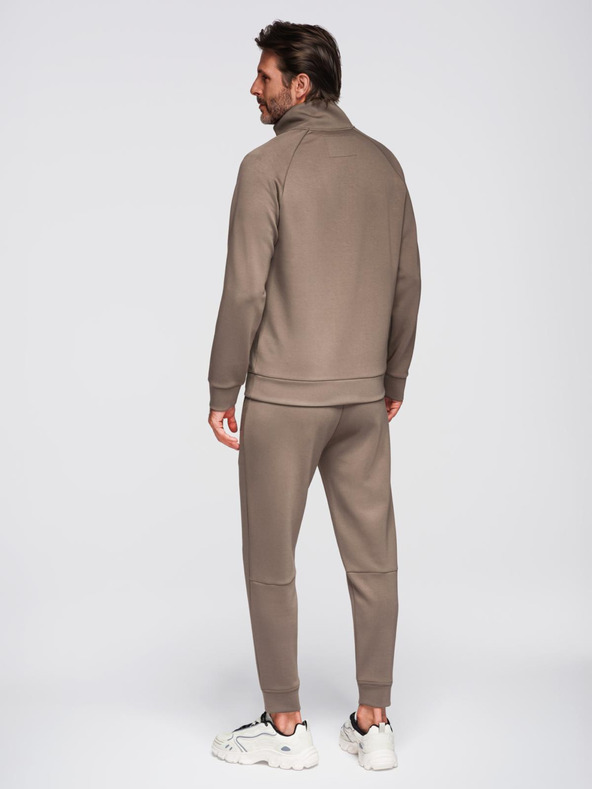 Ombre Clothing Muška trenirka mikina s ovratnikom + jogger hlače - sivo-smeđa V3 Z117 Ombre Clothing