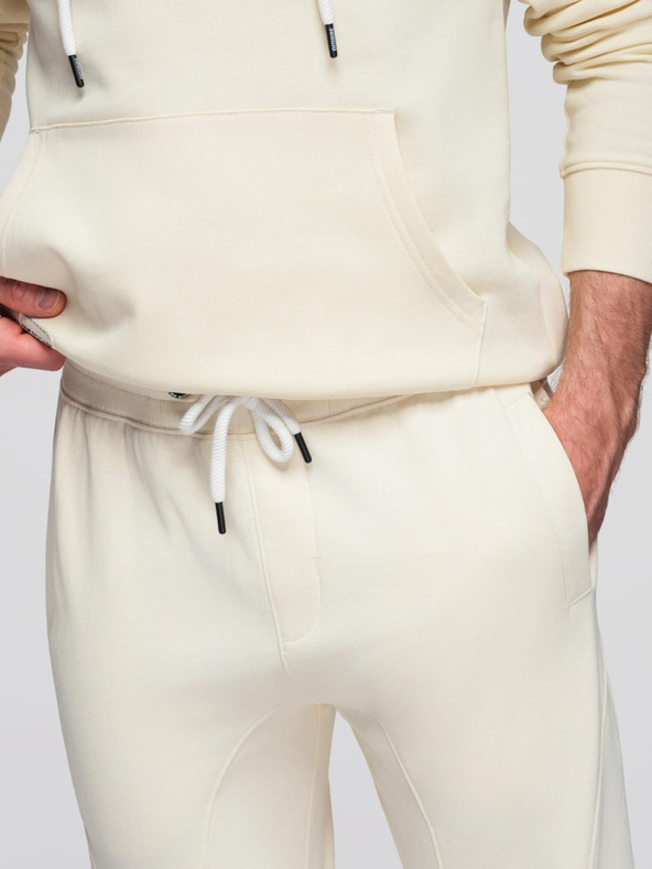 Ombre Clothing Muška pamučna trenirka klokanka + jogger hlače - kremasta V11 Z121 Ombre Clothing