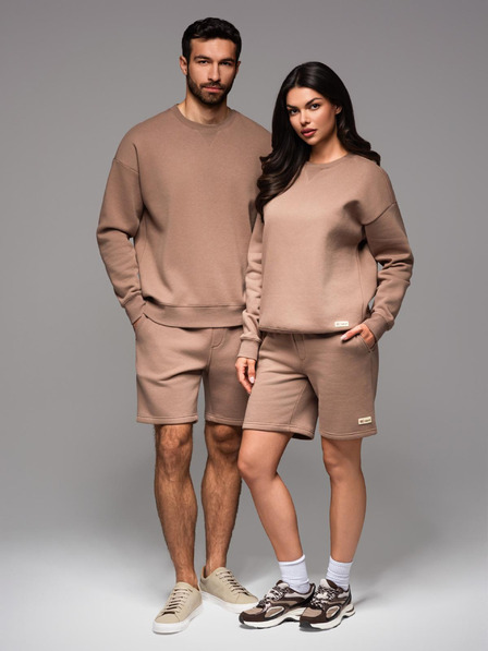 Ombre Clothing UNISEX trenirka mikina + šorts - smeđa V16 Z108 Ombre Clothing