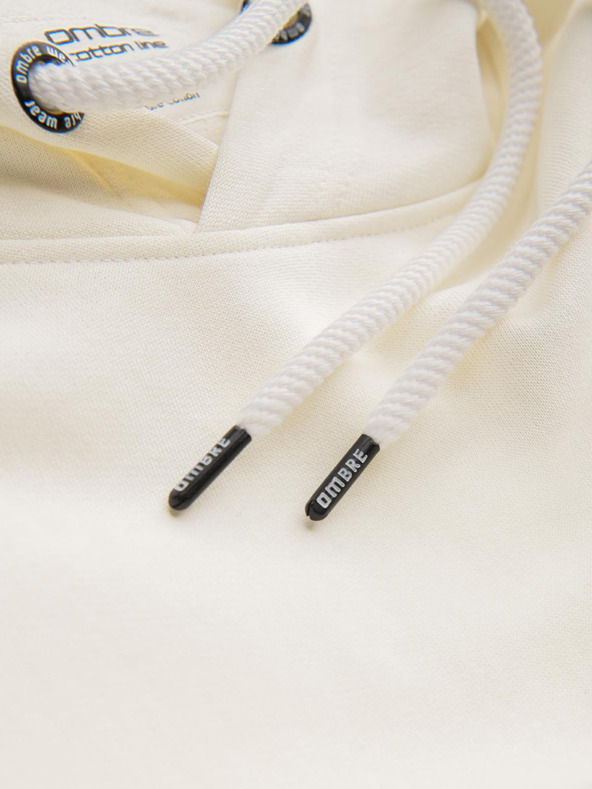 Ombre Clothing Muška mikina BASIC s klokanskom torbom i kapuljačom - kremasta V11 B1674 Ombre Clothing