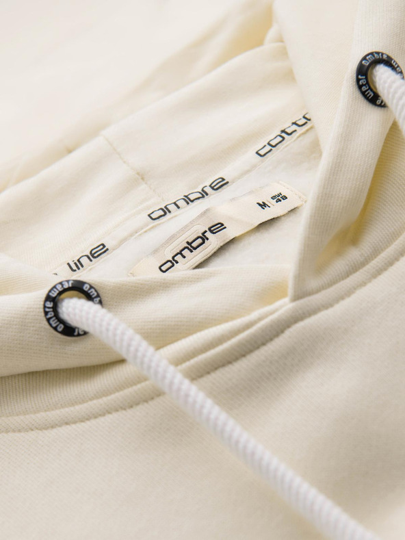 Ombre Clothing Muška mikina BASIC s klokanskom torbom i kapuljačom - kremasta V11 B1674 Ombre Clothing