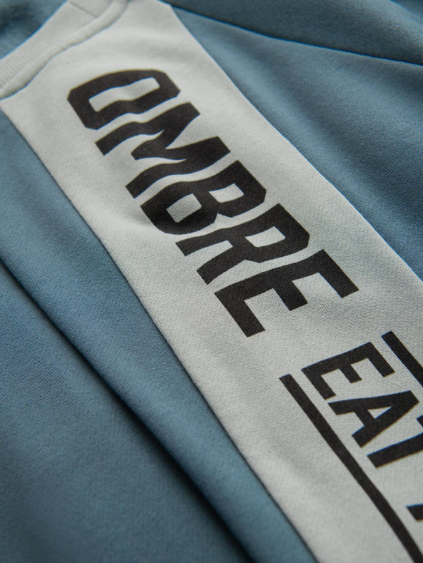 Ombre Clothing Muška mikina s kontrastnim lemovanjem i raglan rukavima - izbijeljeni tirkizni V4 OM-SSNZ-0200 Ombre Clothing