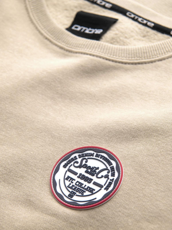 Ombre Clothing Muška mikina s naljepnicom - bež V3 B1713 Ombre Clothing