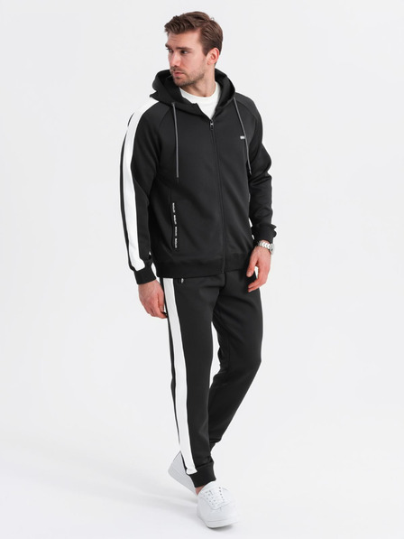 Ombre Clothing Muška oldschool trenirka mikina s kapuljačom + jogger hlače - crna V1 Z118 Ombre Clothing
