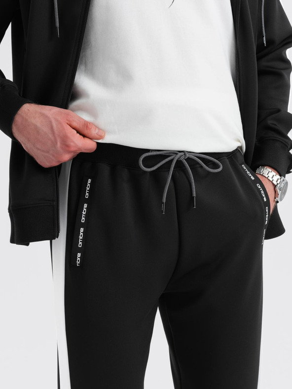 Ombre Clothing Muška oldschool trenirka mikina s kapuljačom + jogger hlače - crna V1 Z118 Ombre Clothing