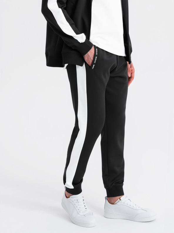 Ombre Clothing Muška oldschool trenirka mikina s kapuljačom + jogger hlače - crna V1 Z118 Ombre Clothing