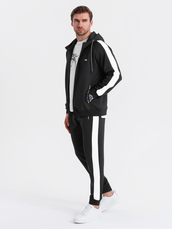 Ombre Clothing Muška oldschool trenirka mikina s kapuljačom + jogger hlače - crna V1 Z118 Ombre Clothing