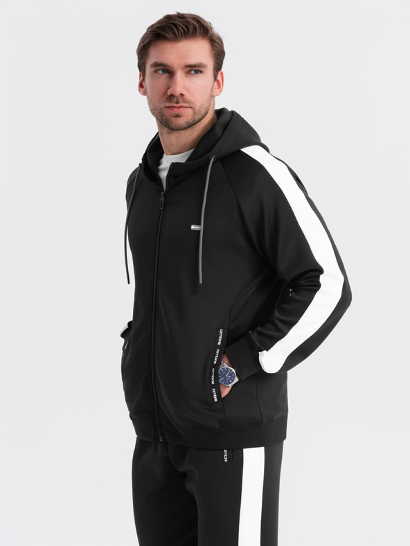 Ombre Clothing Muška oldschool trenirka mikina s kapuljačom + jogger hlače - crna V1 Z118 Ombre Clothing