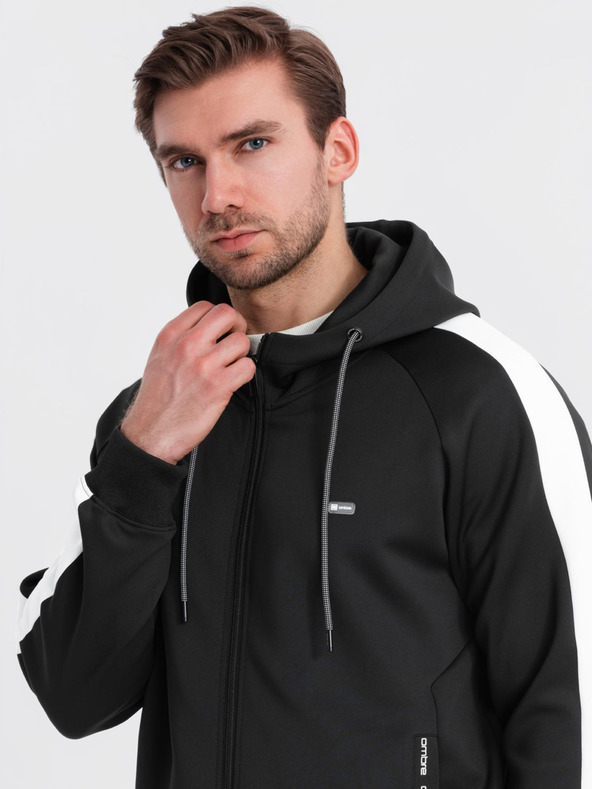 Ombre Clothing Muška oldschool trenirka mikina s kapuljačom + jogger hlače - crna V1 Z118 Ombre Clothing