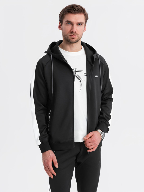 Ombre Clothing Muška oldschool trenirka mikina s kapuljačom + jogger hlače - crna V1 Z118 Ombre Clothing