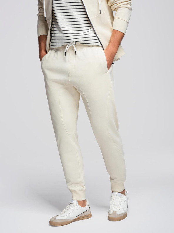 Ombre Clothing Muška trenirka mikina s kapuljačom + jogger hlače - kremasta V11 Z119 Ombre Clothing