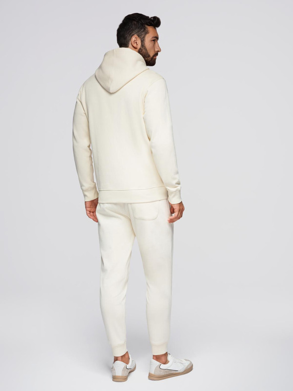 Ombre Clothing Muška trenirka mikina s kapuljačom + jogger hlače - kremasta V11 Z119 Ombre Clothing