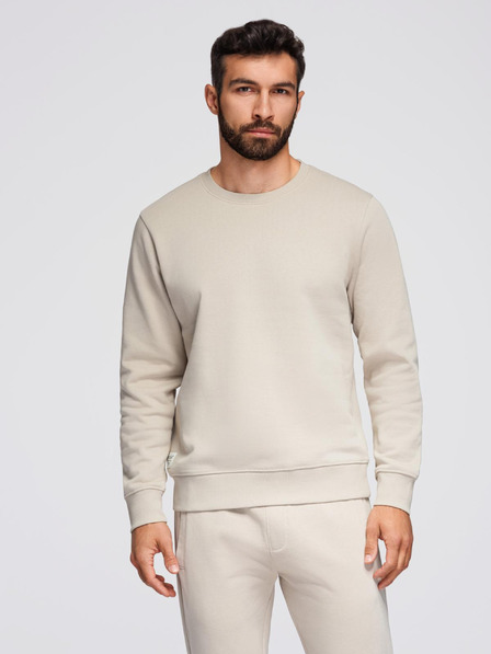 Ombre Clothing Muška trenirka mikina s okruglim izrezom + hlače regular fit - bež V1 Z122 Ombre Clothing