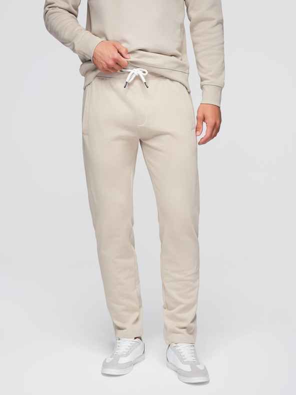 Ombre Clothing Muška trenirka mikina s okruglim izrezom + hlače regular fit - bež V1 Z122 Ombre Clothing