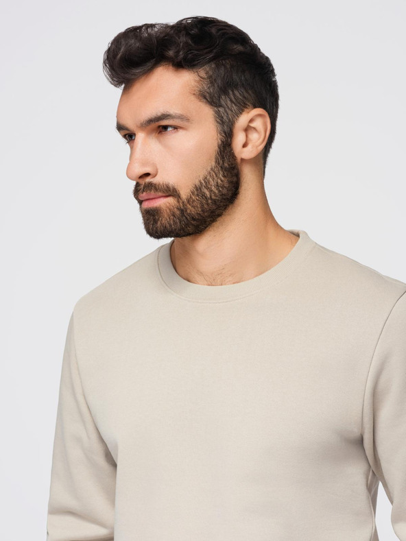 Ombre Clothing Muška trenirka mikina s okruglim izrezom + hlače regular fit - bež V1 Z122 Ombre Clothing