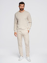 Ombre Clothing Muška trenirka mikina s okruglim izrezom + hlače regular fit - bež V1 Z122 Ombre Clothing
