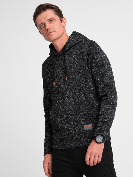 Ombre Clothing Muška mikina bez gumba s klokanskom torbom i kapuljačom - grafit melanž V2 B1675 Ombre Clothing