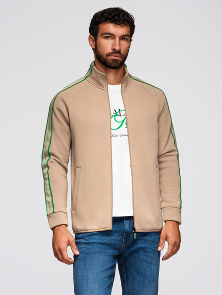 Ombre Clothing Muška mikina s patentnim zatvaračem i visokim ovratnikom - smeđa V1 OM-SSZP-0224 Ombre Clothing