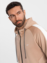 Ombre Clothing Muška mikina s kapuljačom na zavojnici + jogger hlače - bež V4 Z118 Ombre Clothing