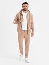 Ombre Clothing Muška mikina s kapuljačom na zavojnici + jogger hlače - bež V4 Z118 Ombre Clothing