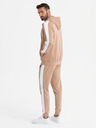Ombre Clothing Muška mikina s kapuljačom na zavojnici + jogger hlače - bež V4 Z118 Ombre Clothing