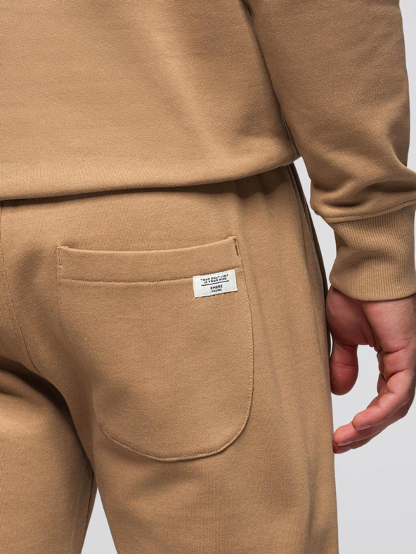 Ombre Clothing Muška trenirka mikina s okruglim izrezom + hlače regular fit - kamela V2 Z122 Ombre Clothing