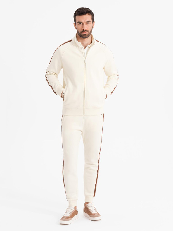 Ombre Clothing Muški trenerka set dukserica + trenirka joggers - kremasta V3 Z114 Ombre Clothing