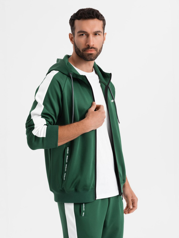 Ombre Clothing Muški oldschool trenerka set dukserica s kapuljačom + hlače jogger - tamno zelena V7 Z118 Ombre Clothing