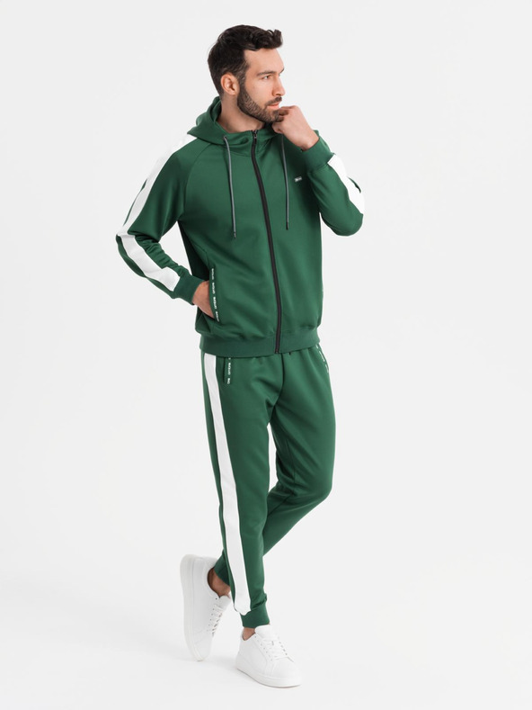 Ombre Clothing Muški oldschool trenerka set dukserica s kapuljačom + hlače jogger - tamno zelena V7 Z118 Ombre Clothing