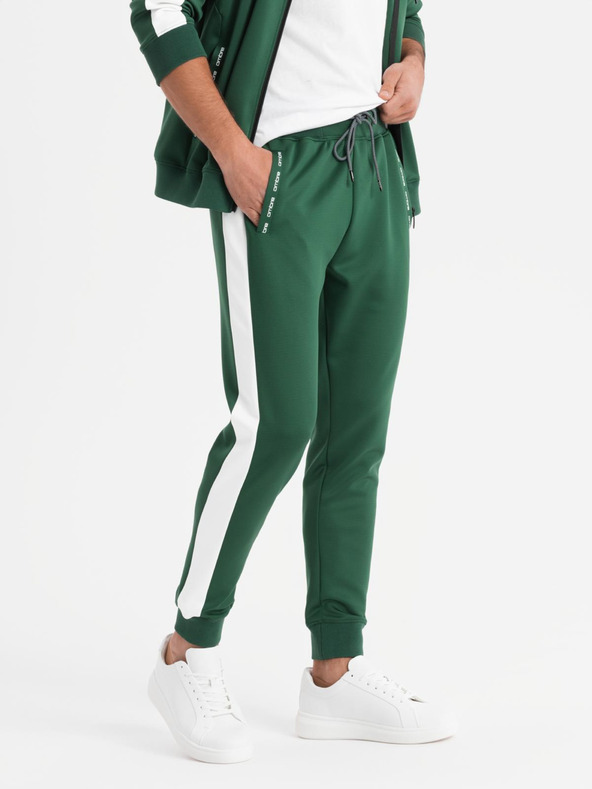 Ombre Clothing Muški oldschool trenerka set dukserica s kapuljačom + hlače jogger - tamno zelena V7 Z118 Ombre Clothing