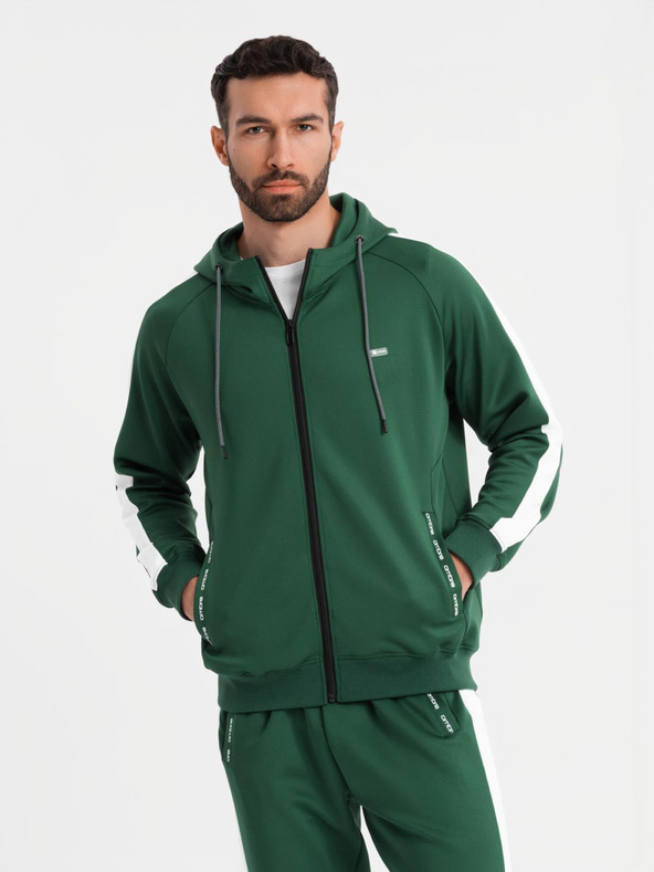 Ombre Clothing Muški oldschool trenerka set dukserica s kapuljačom + hlače jogger - tamno zelena V7 Z118 Ombre Clothing