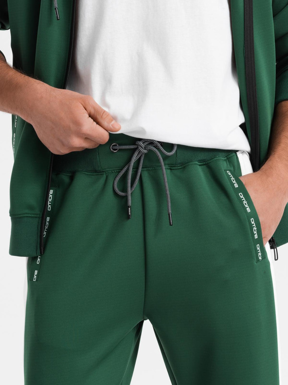 Ombre Clothing Muški oldschool trenerka set dukserica s kapuljačom + hlače jogger - tamno zelena V7 Z118 Ombre Clothing